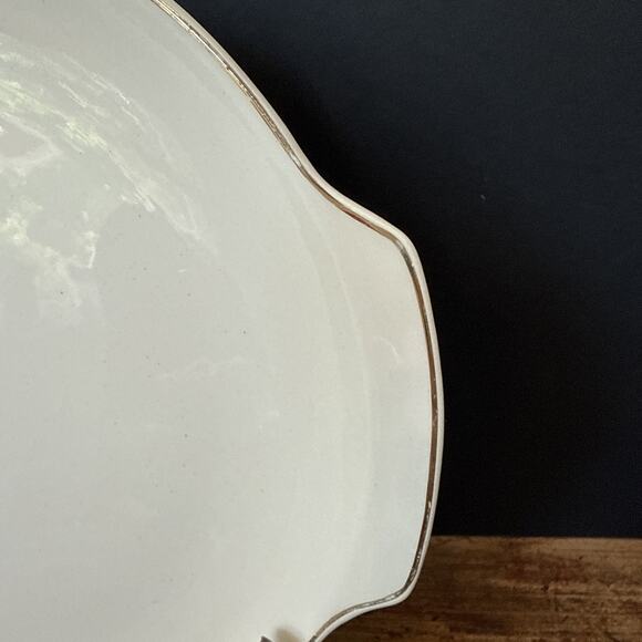 Vintage Ballerina Rose Pattern - 12” Round Cake Plate w Gold Rim And Handles - Picture 3 of 5